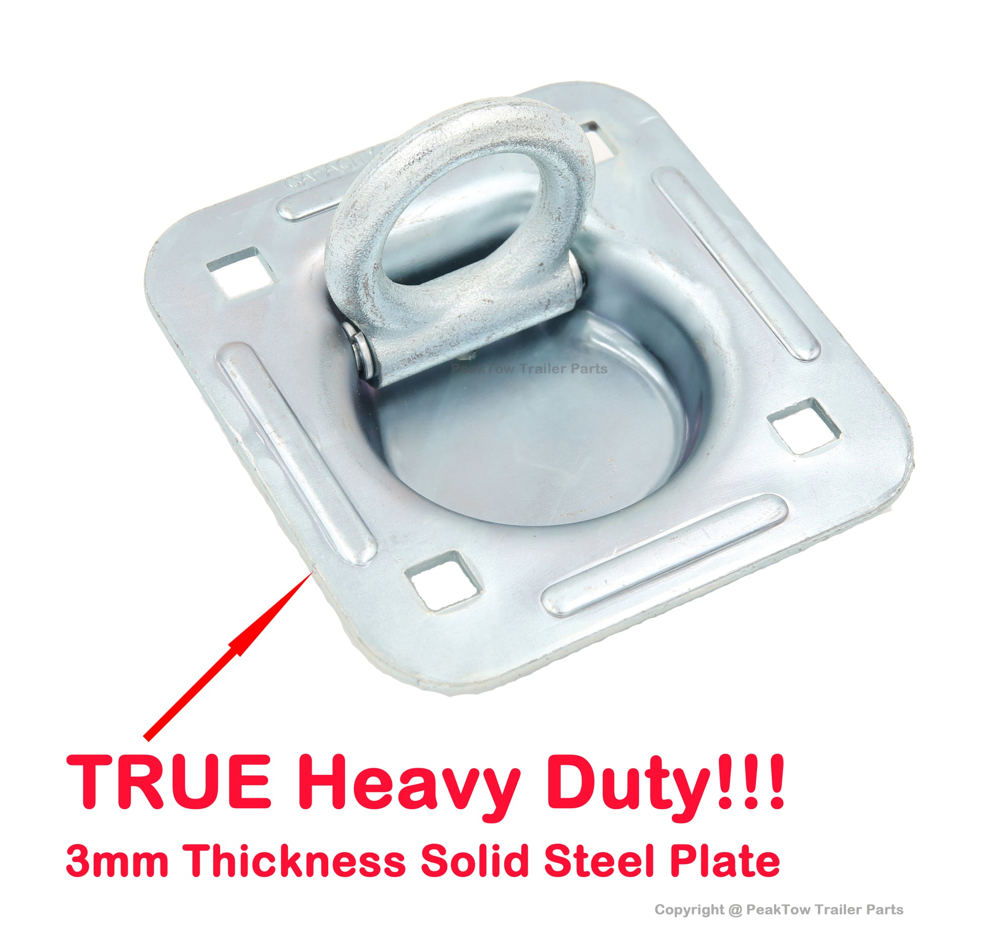 PTJ0321 Cargo Trailer Recessed 6000 lbs Capacity Tie-Down Pan D Rings  Including Mounting Lock Plate and Installation Hardware - Case of 16